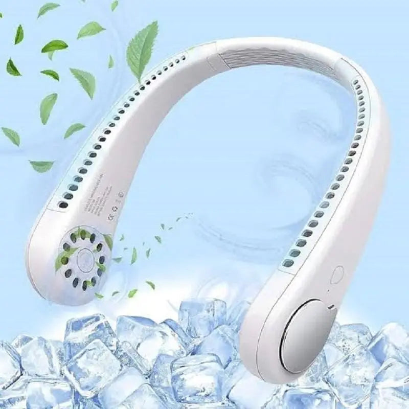 Portable Rechargeable Neck Fan – Hands-Free Wearable Bladeless Cooling Fan (3 Speeds & USB Charging)