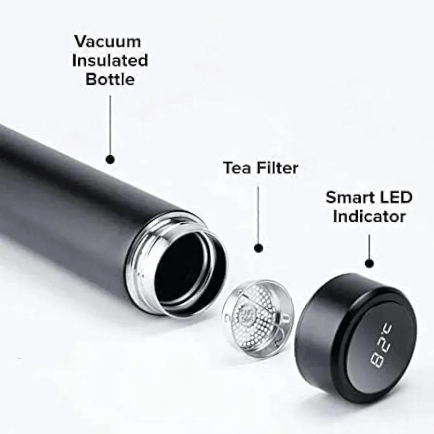 Digital Temperature Water Bottle - Stainless Steel Gym Smart Bottle 500ml