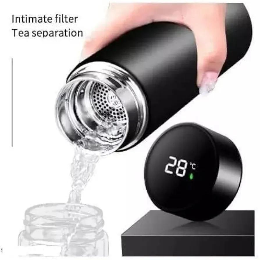 Digital Temperature Water Bottle - Stainless Steel Gym Smart Bottle 500ml